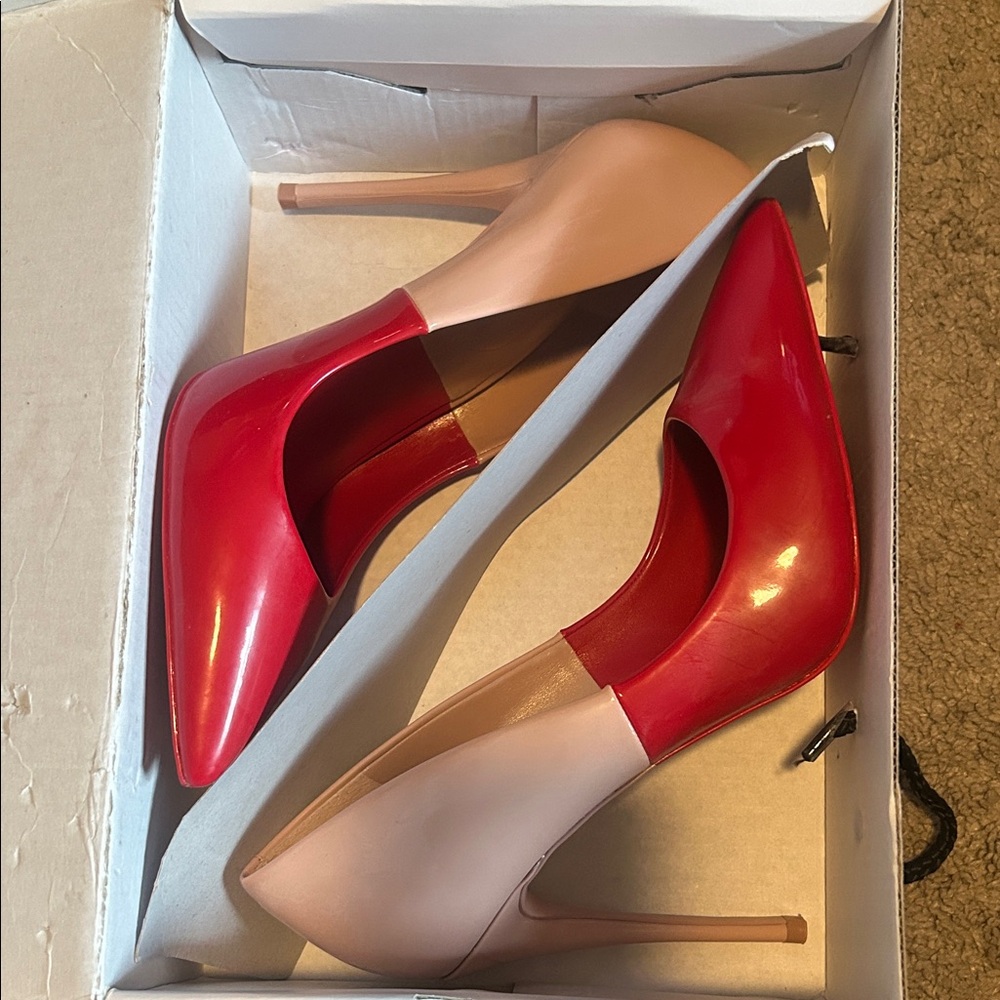 Aldo Red and Nude Heels